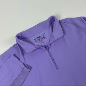 IBKUL WMNS SZ XL Solid Purple Stretch 1/4 Zip Long Sleeve Mesh Golf Tennis Polo